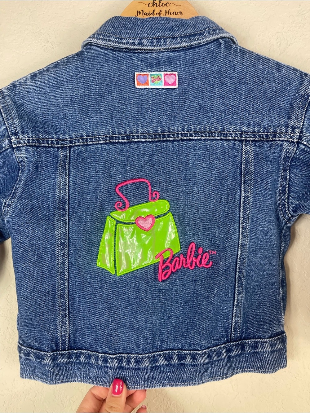 Vintage Barbie Jean Jacket 1998 Embroidered Y2K Denim Girls Size 4